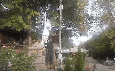 Eine Nachbildung der Freiheitsstatue wurde auf der Krim demontiert