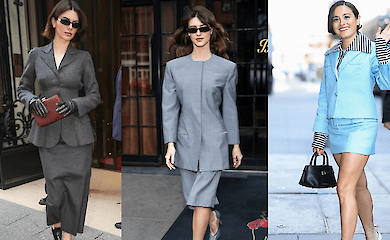 Von Kendall Jenner bis Hailey Bieber: der Rockanzug ist wieder im Trend