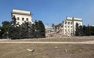 Russen zerst&ouml;rten die Regionalverwaltung von Kherson: Foto der Folgen