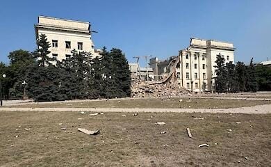 Russen zerst&ouml;rten die Regionalverwaltung von Kherson: Foto der Folgen