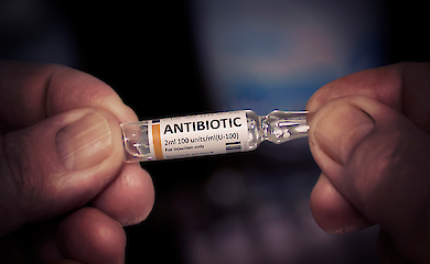 Die Antibiotika-Kapsel in den H&auml;nden des Mannes