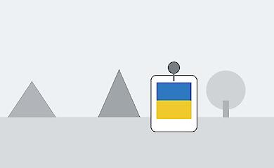 Schematische Illustration von Prag und einem Informationszentrum f&uuml;r Ukrainer